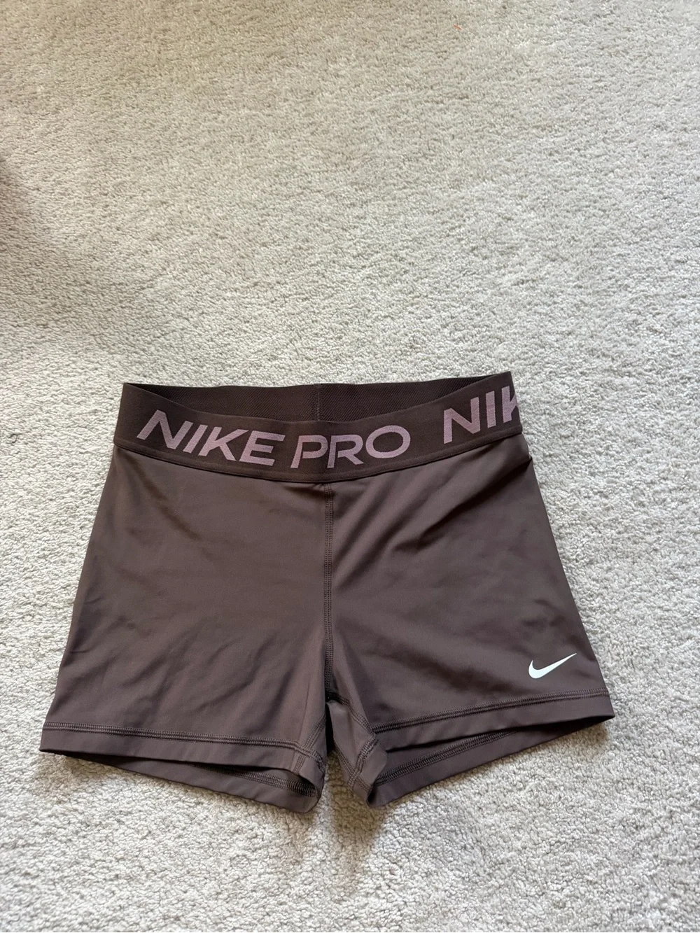 Nike Pro Women's Brown Training Bike Shorts with Logo